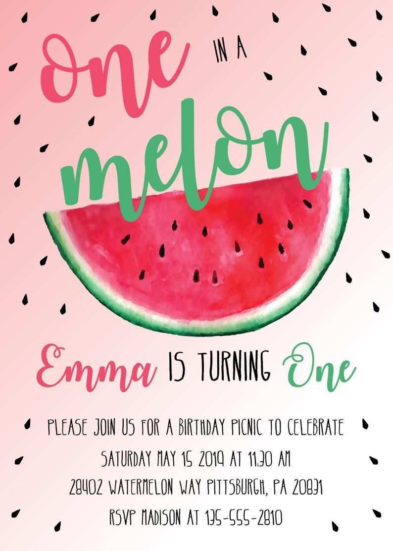 15 Online One In A Melon Birthday Invitation Template With Stunning Design with One In A Melon Birthday Invitation Template