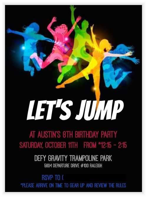 18 Best Trampoline Birthday Party Invitation Template For Free By Trampoline Birthday Party Invitation Template Cards Design Templates