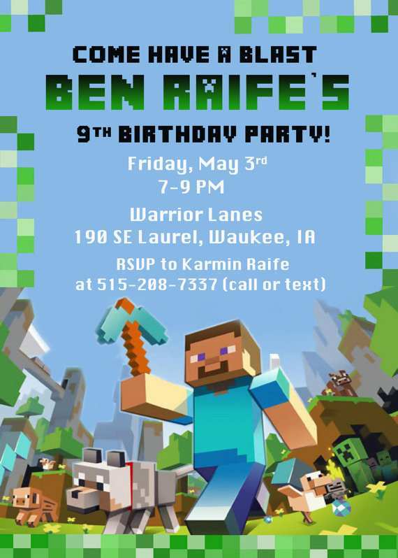20 Free Printable Birthday Invitation Template Minecraft in Word by Birthday Invitation Template Minecraft