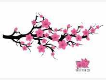 Cherry Blossom Chinese Wedding Invitation Card Template Vector