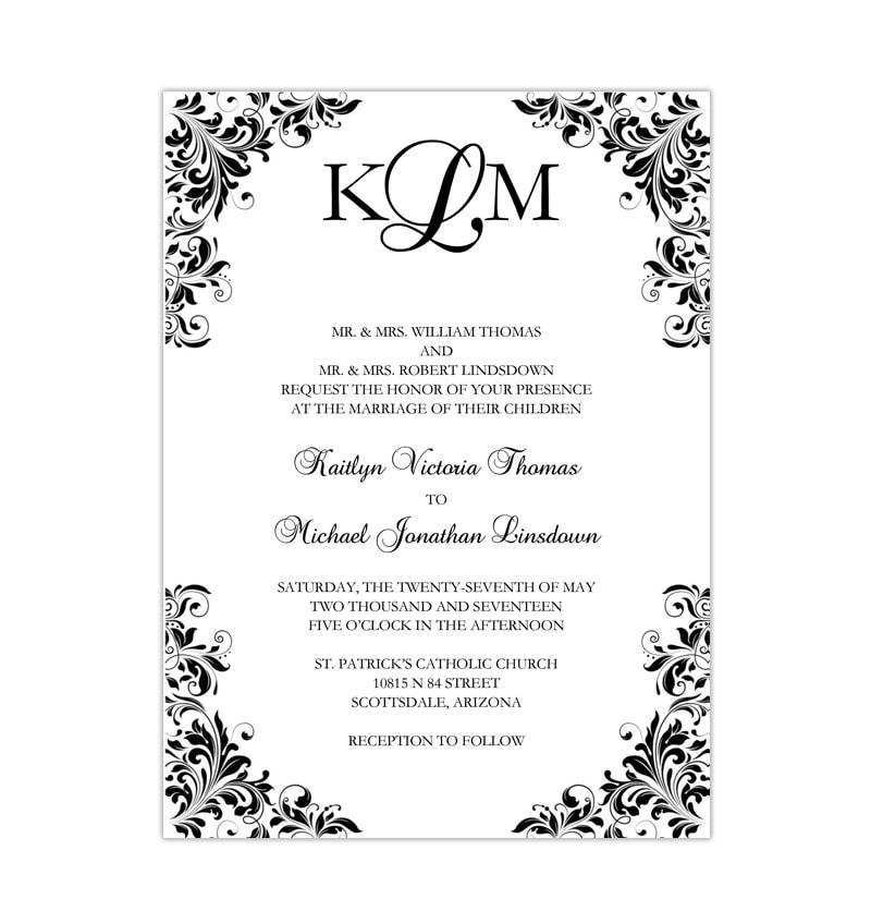 23 Create Wedding Invitation Template Black And White Now with Wedding ...