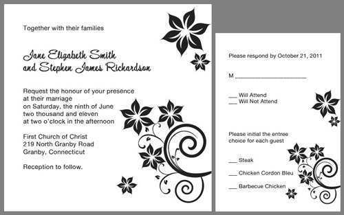 23 Customize Our Free Blank Wedding Invitation Templates Black And White for Ms Word for Blank Wedding Invitation Templates Black And White