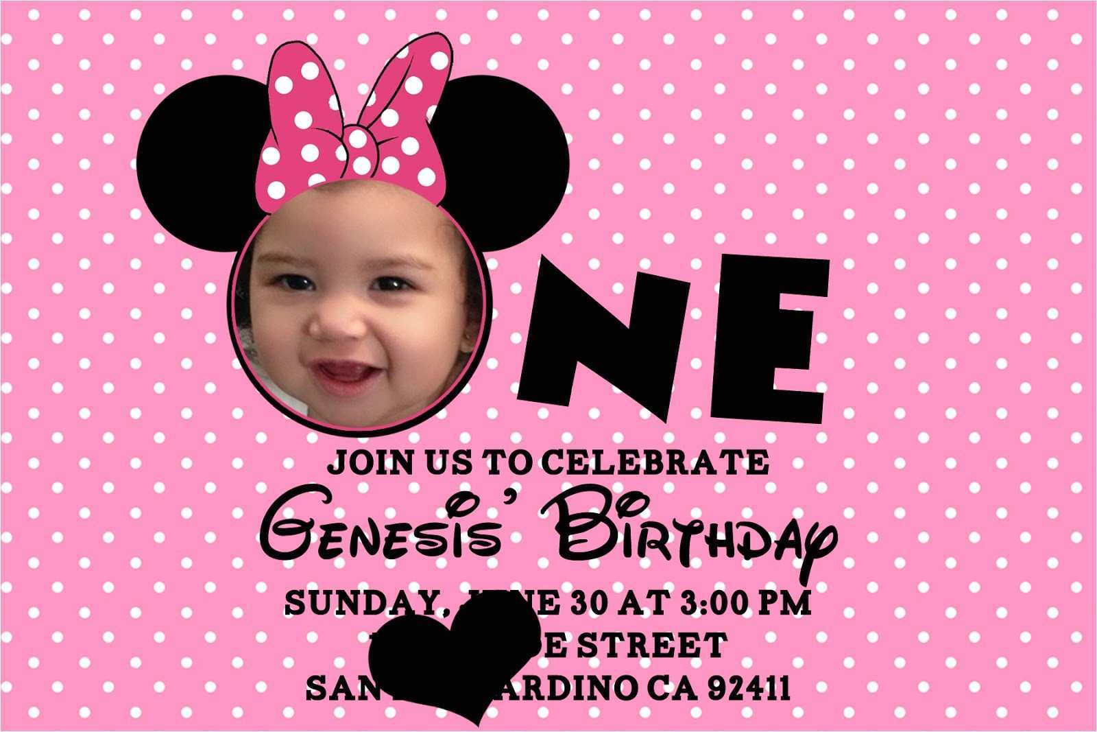 Minnie Mouse Birthday Invitation Template - Cards Design Templates Inside Minnie Mouse Card Templates