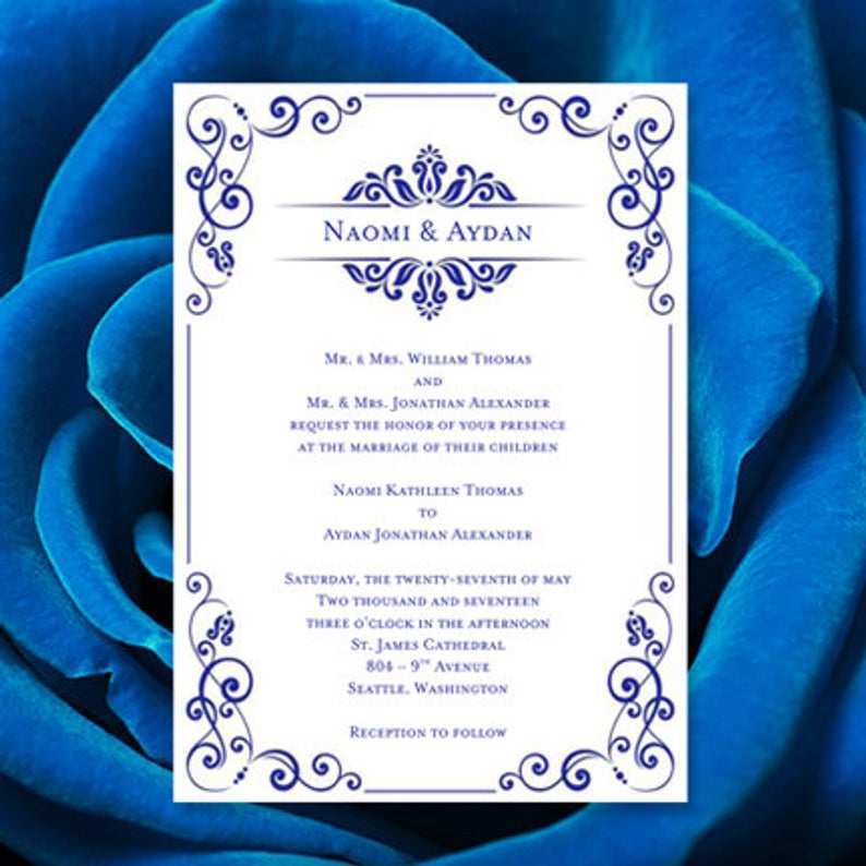 25 Format Royal Blue Wedding Invitation Template PSD File by Royal Blue Wedding Invitation Template