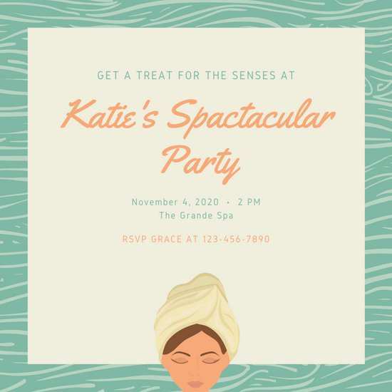 25 Standard Spa Party Invitation Template For Free for Spa Party Invitation Template