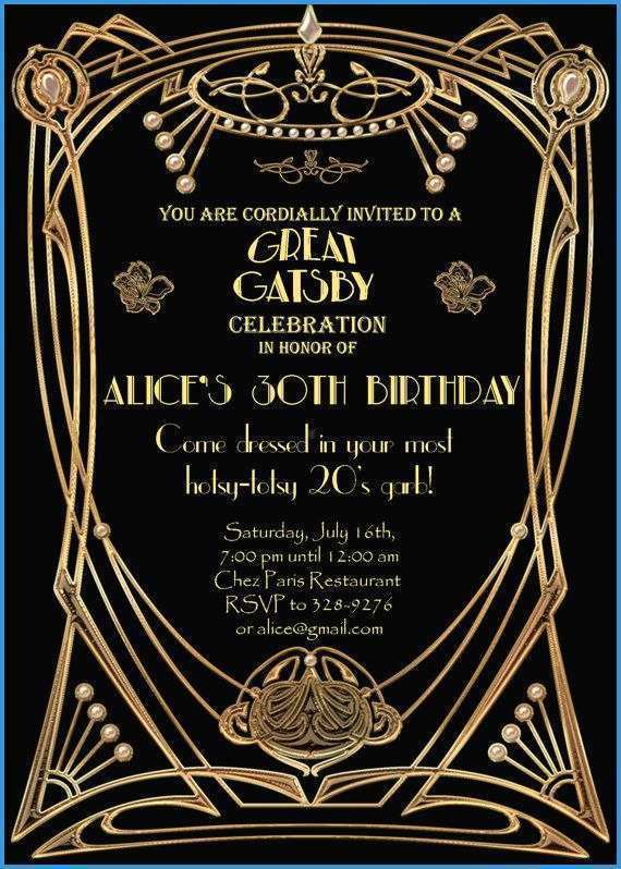 Great Gatsby Party Invitation Template Free Cards Design Templates
