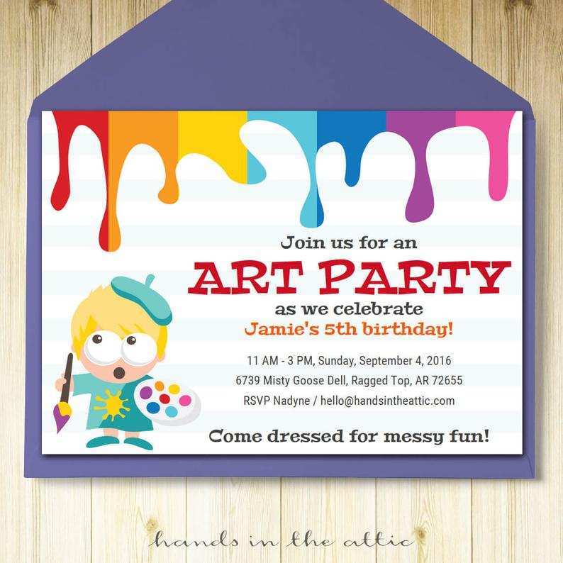 31 Printable Art Party Invitation Template Free Download by Art Party Invitation Template Free
