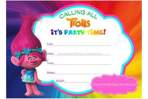 33 Standard Trolls Party Invitation Template For Free by Trolls Party Invitation Template