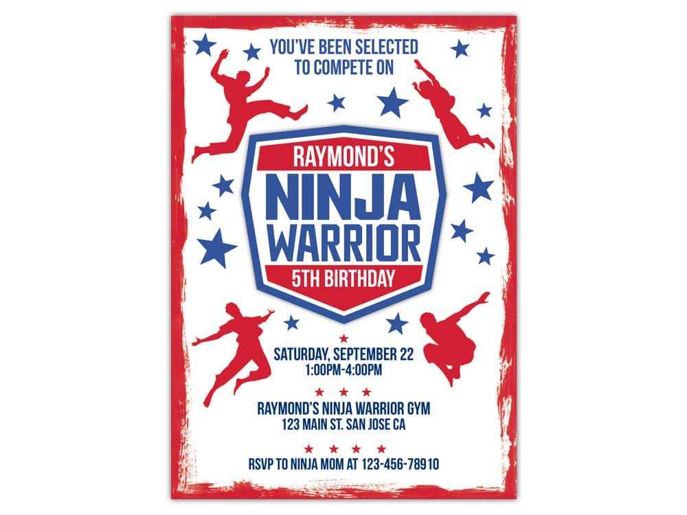 Ninja Warrior Birthday Invitation Template Free - Cards Design Templates
