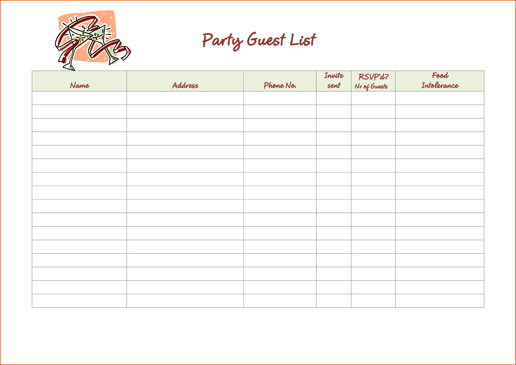 34 Free Party Invitation List Template in Word with Party Invitation List Template