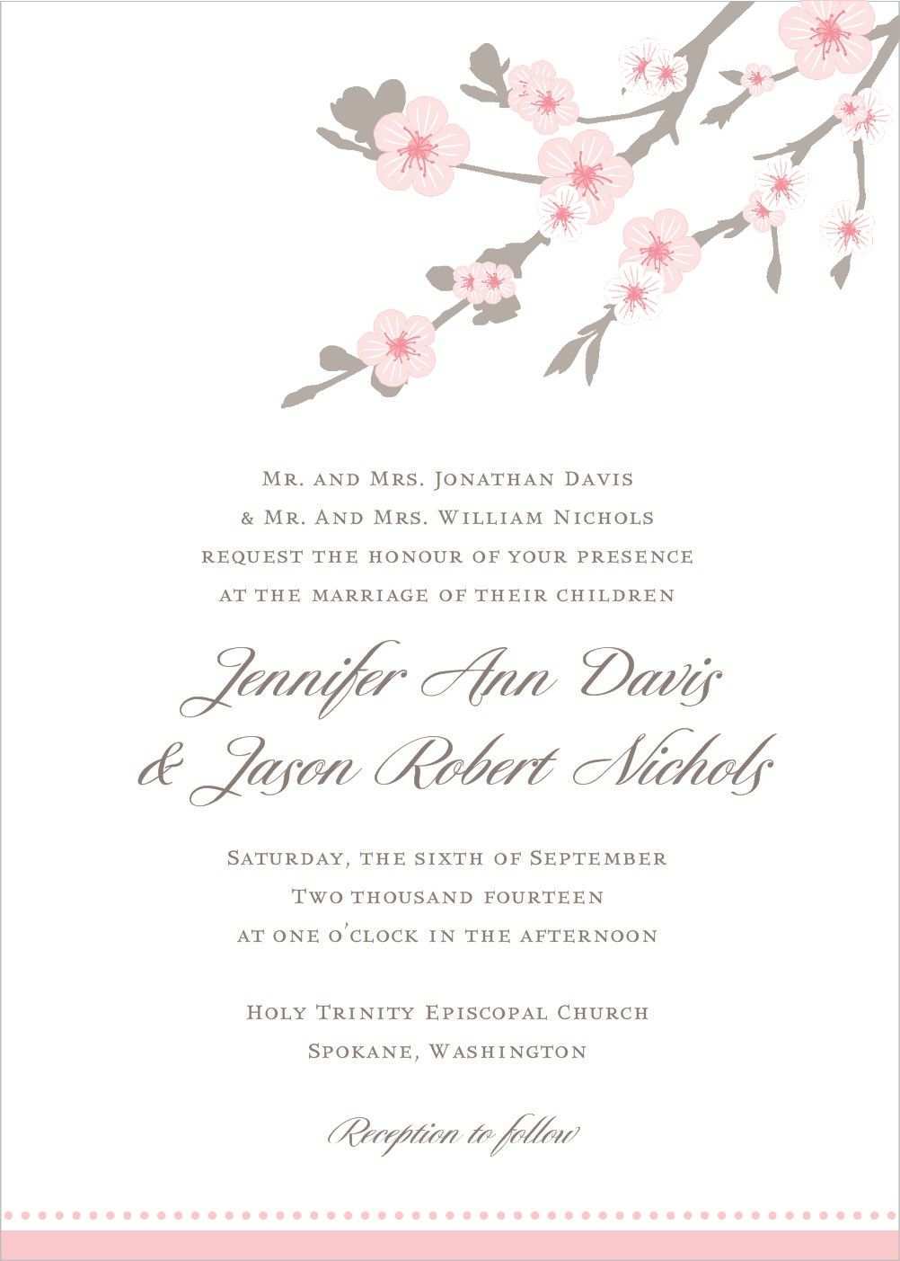 34 Standard Cherry Blossom Wedding Invitation Template in Word with Cherry Blossom Wedding Invitation Template