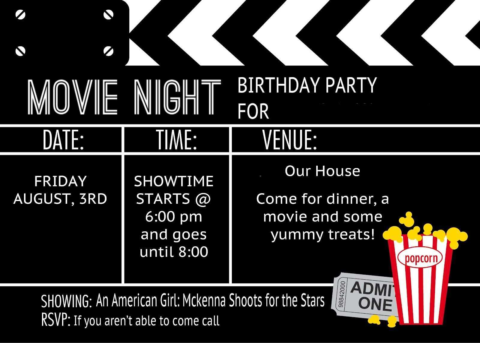 36 Free Printable Movie Night Party Invitation Template Free Layouts For Movie Night Party Invitation Template Free Cards Design Templates