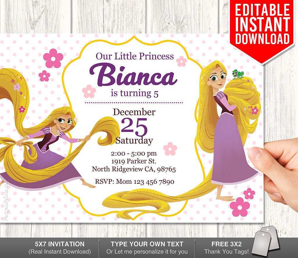 37 blank rapunzel birthday invitation