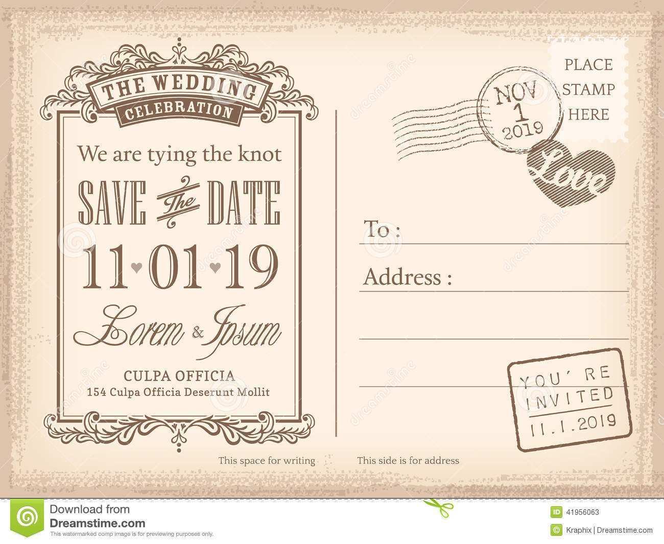 39 Online Vintage Postcard Background Vector Template For Wedding Invitation Templates for Vintage Postcard Background Vector Template For Wedding Invitation