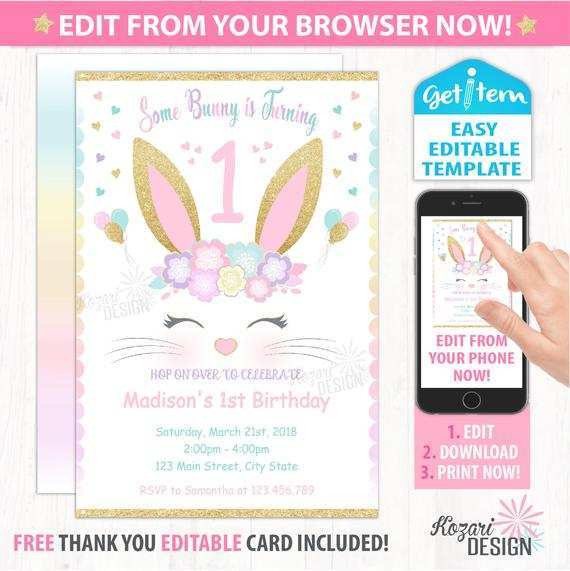 39 Standard Bunny Birthday Invitation Template Free With Stunning Design for Bunny Birthday Invitation Template Free