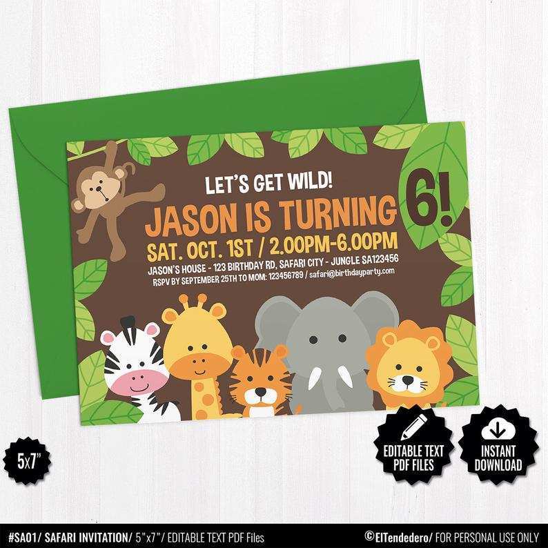 41 Best Jungle Theme Birthday Invitation Template Online For Free with ...