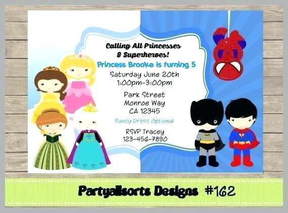 41 Free Printable Princess And Superhero Party Invitation Template Maker For Princess And Superhero Party Invitation Template Cards Design Templates