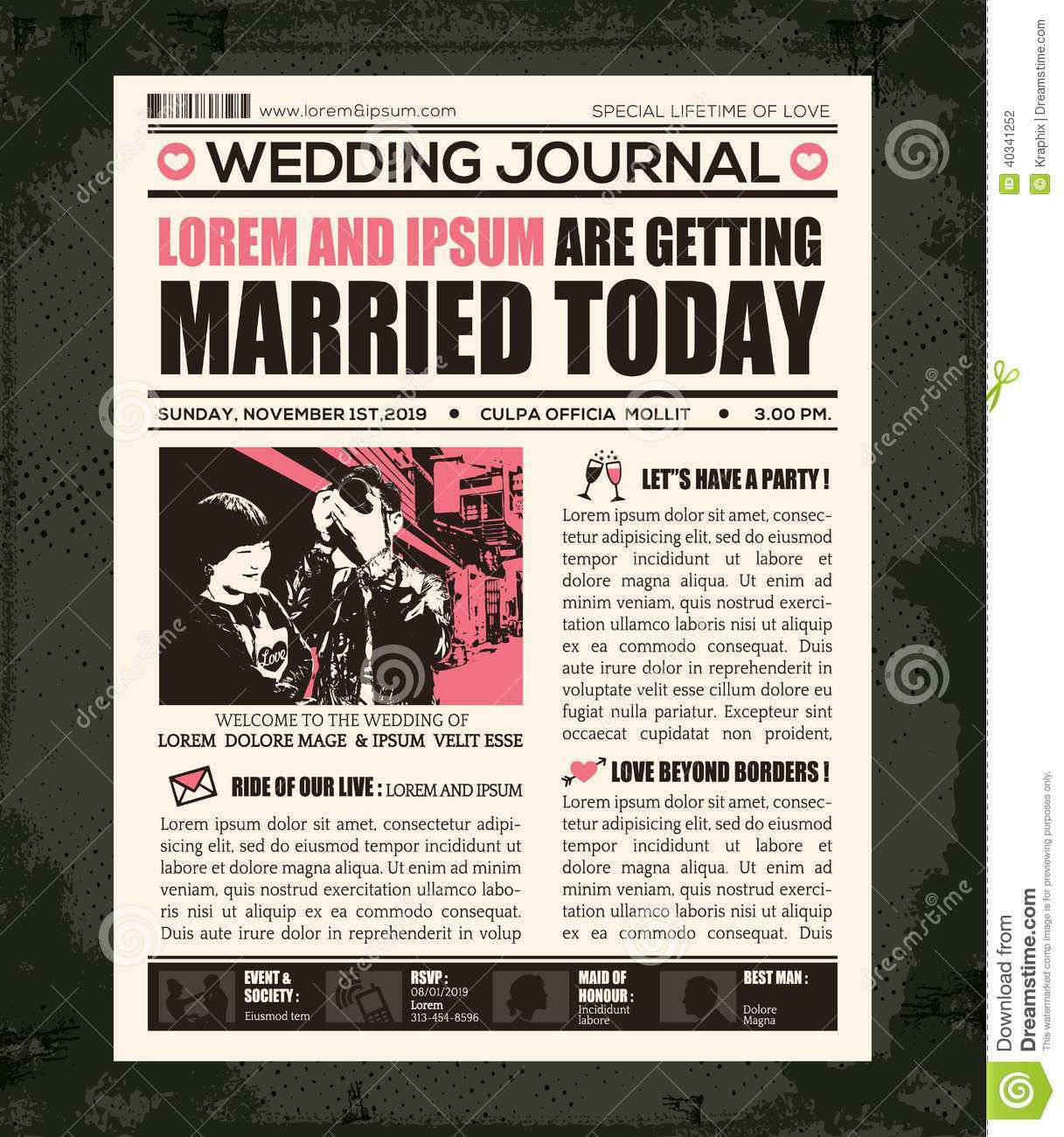 43 Adding Newspaper Wedding Invitation Template Templates with Newspaper Wedding Invitation Template