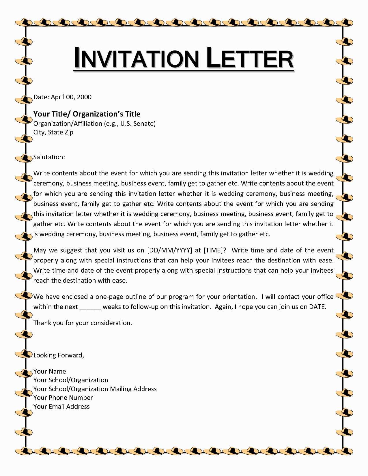 New Year Party Invitation Letter Template Cards Design Templates