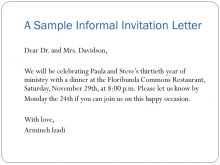 Dinner Invitation Example Visa