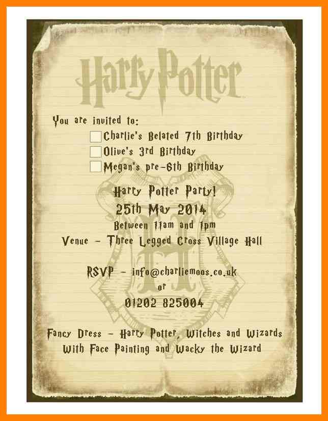 44 The Best Harry Potter Party Invitation Template Photo With Harry Potter Party Invitation Template Cards Design Templates