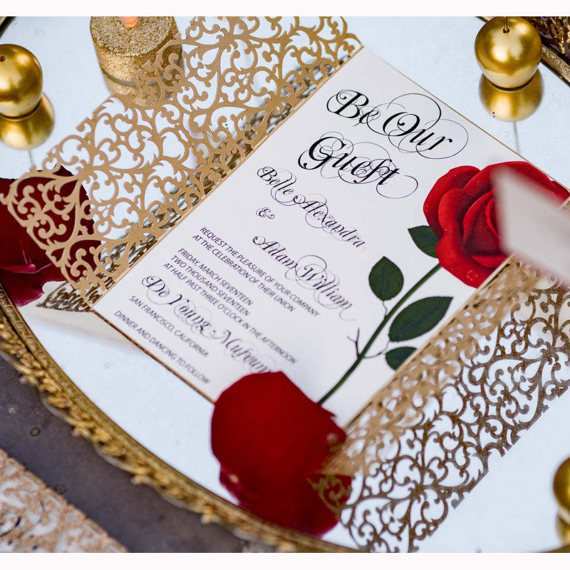 45 Customize Our Free Beauty And The Beast Wedding Invitation Template