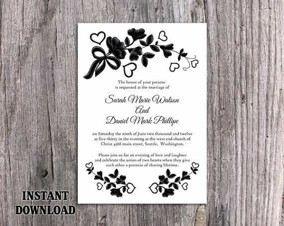 45 Free Wedding Invitation Template Black And White For Free for Wedding Invitation Template Black And White