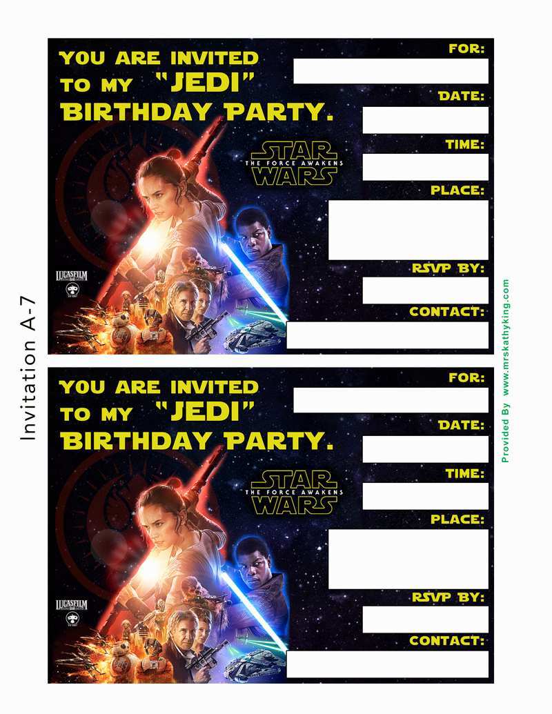 Star Wars Birthday Invitation Template Cards Design Templates