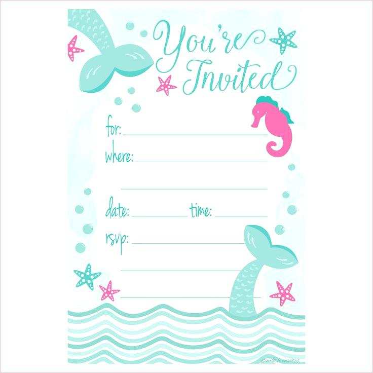 Little Mermaid Birthday Invitation Template Free Cards Design Templates