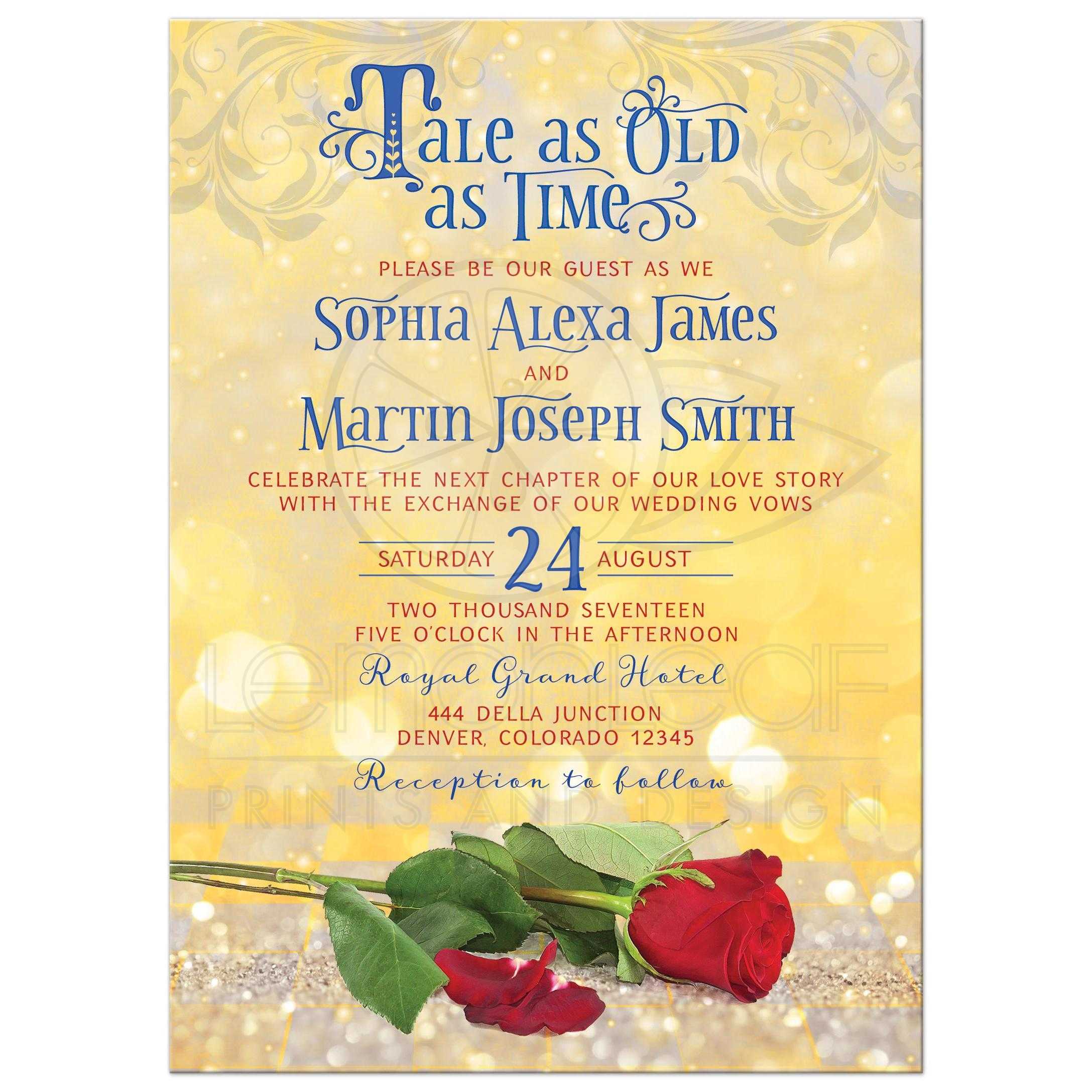 Beauty And The Beast Wedding Invitation Template Free Cards Design