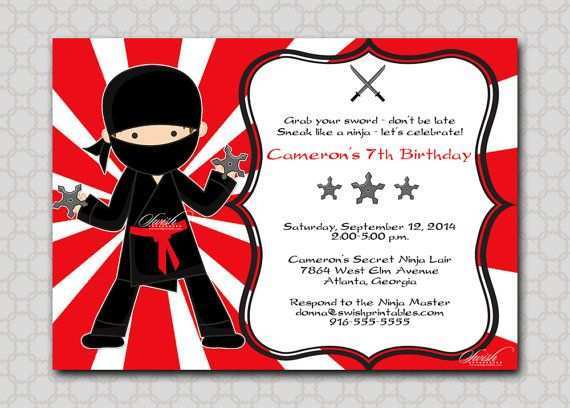 48 Visiting Ninja Birthday Party Invitation Template Free Now for Ninja Birthday Party Invitation Template Free
