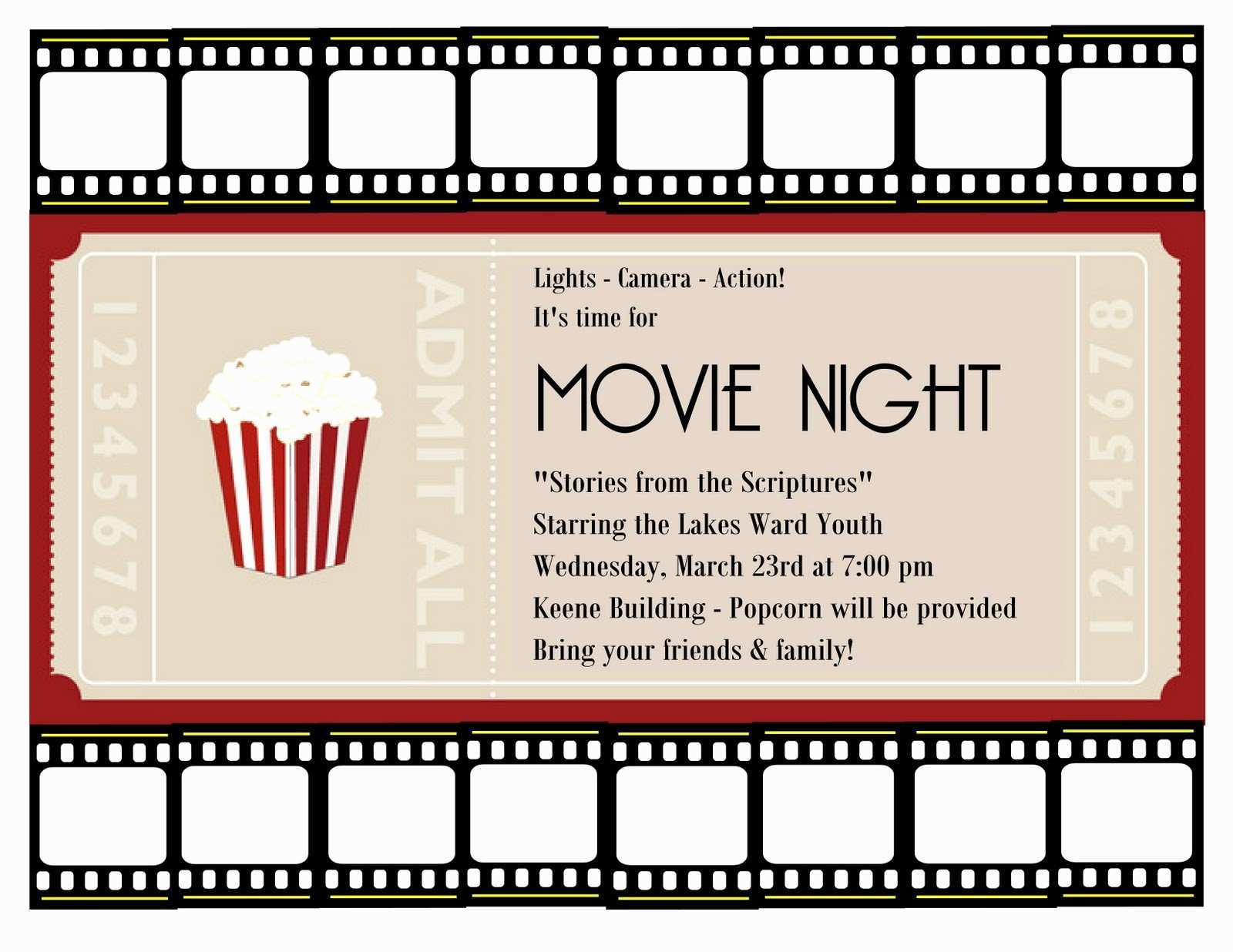 Blank Movie Ticket Invitation Template Cards Design Templates