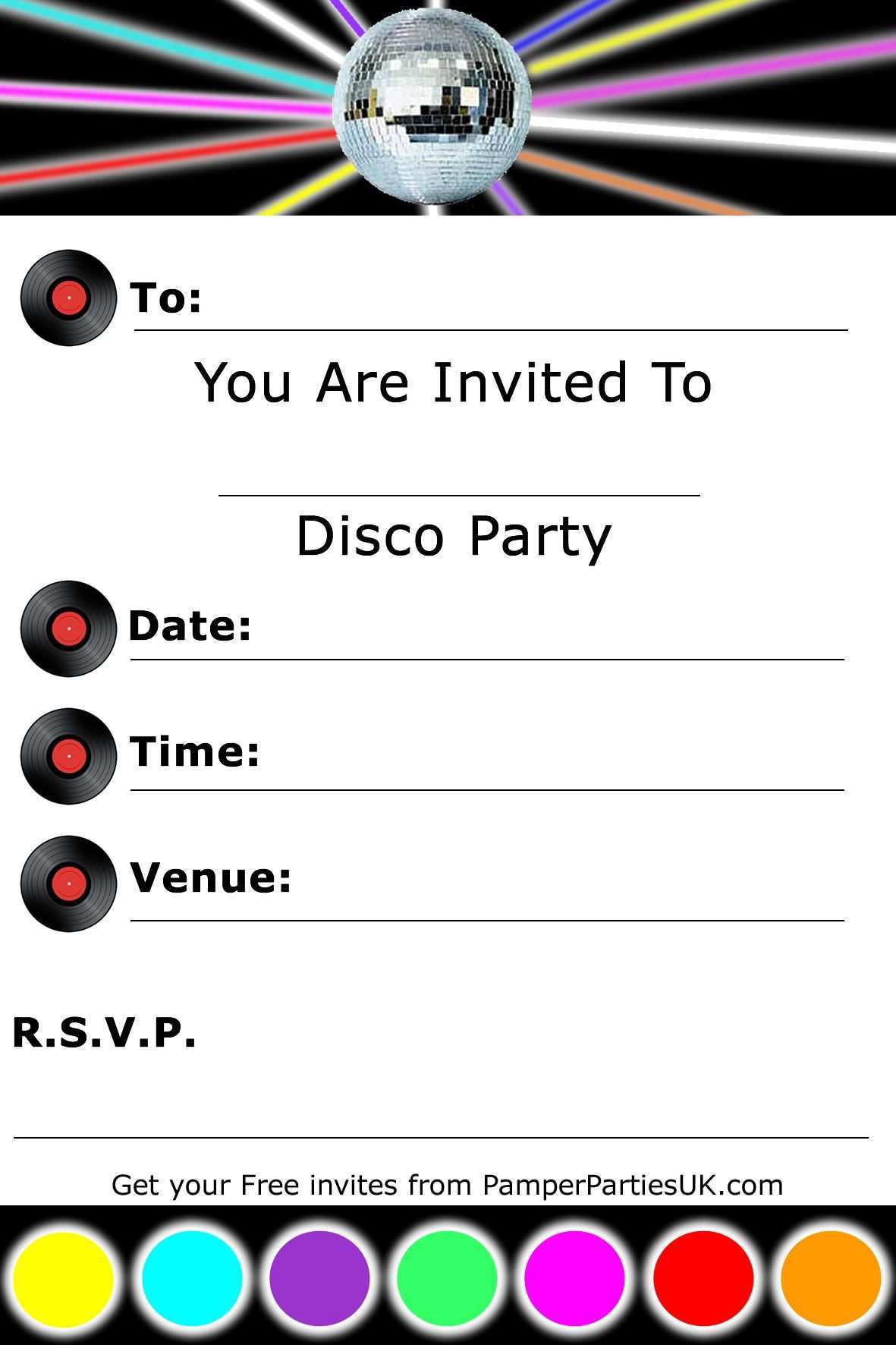 51 Printable Disco Party Invitation Template PSD File for Disco Party