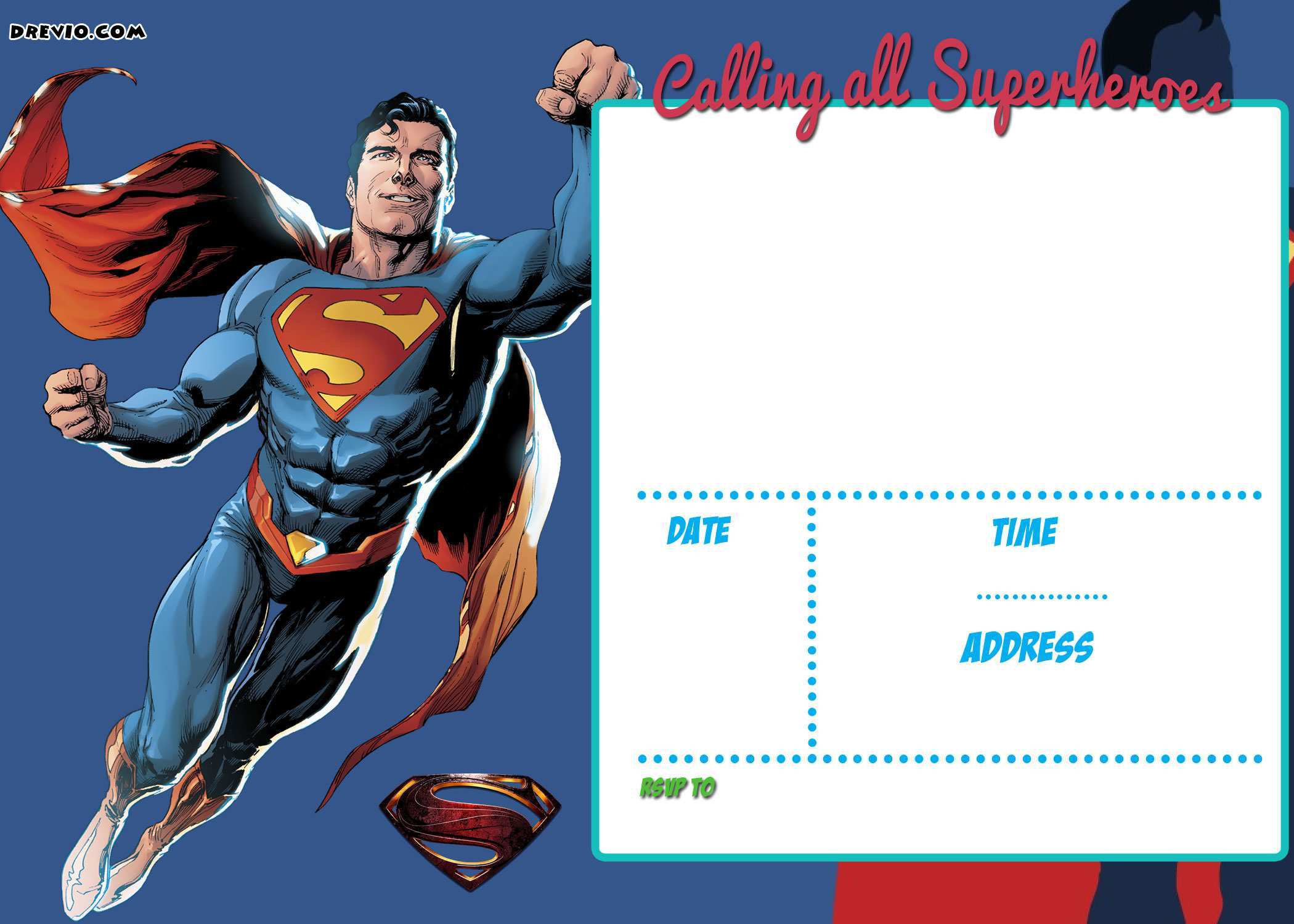 21 Blank Superman Birthday Invitation Template Photo for Superman Intended For Superman Birthday Card Template