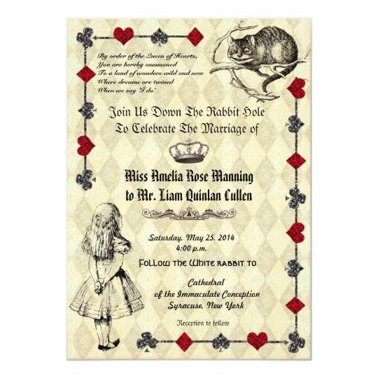 54 Create Alice In Wonderland Wedding Invitation Template With Stunning Design for Alice In Wonderland Wedding Invitation Template
