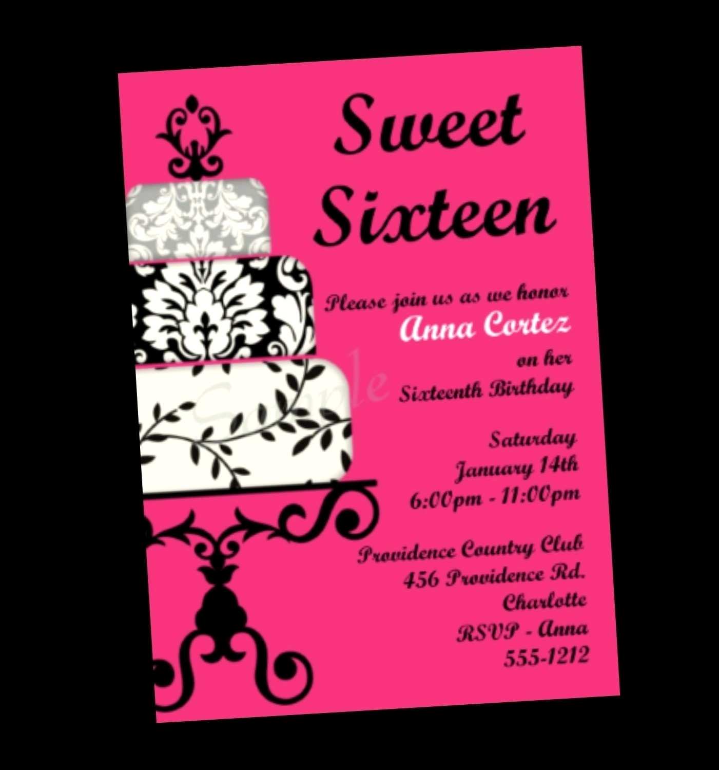 Blank Sweet 16 Invitation Templates Cards Design Templates