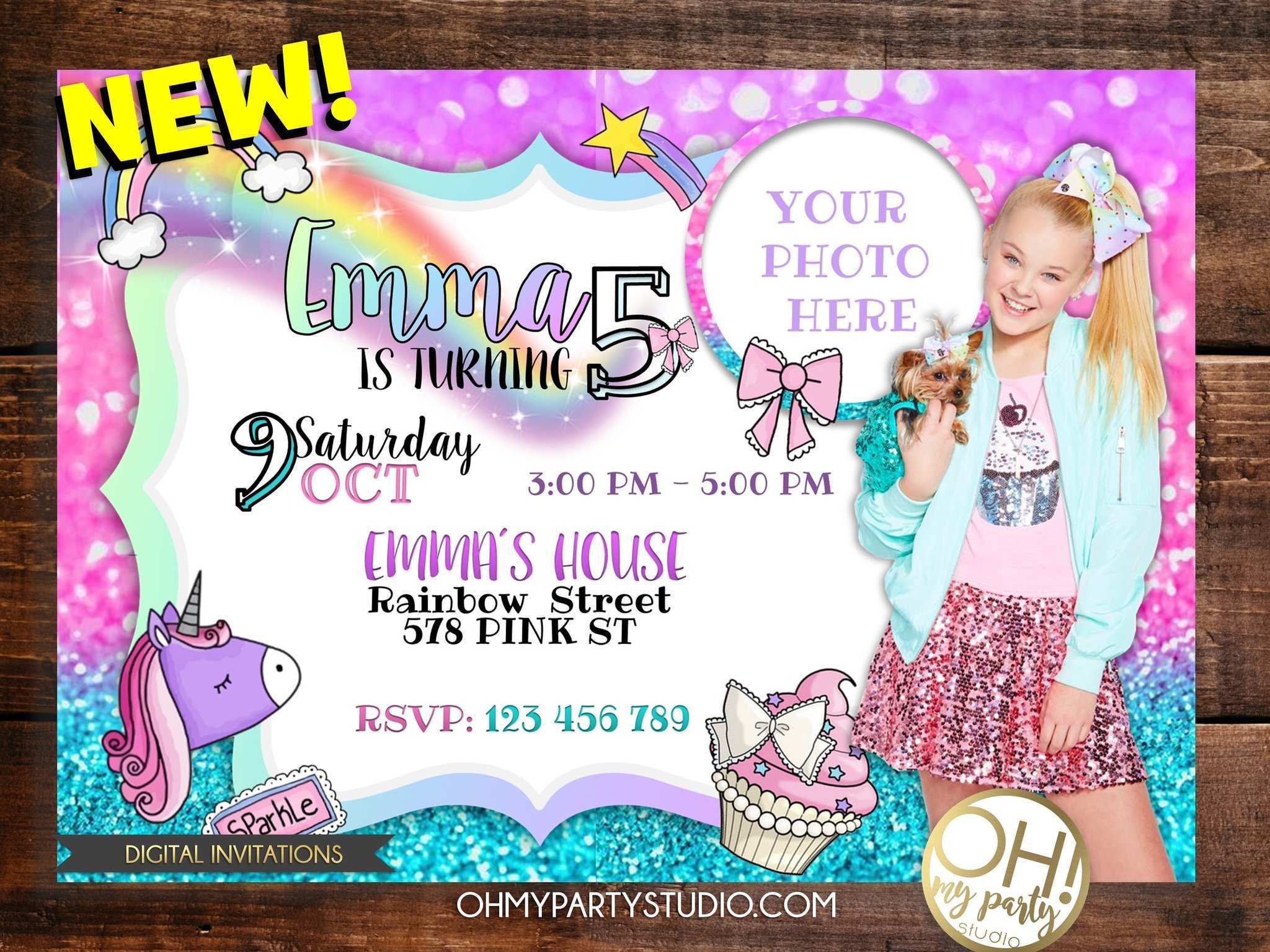 Our Jojo Siwa Party Invitation Template library includes layouts for thank ...