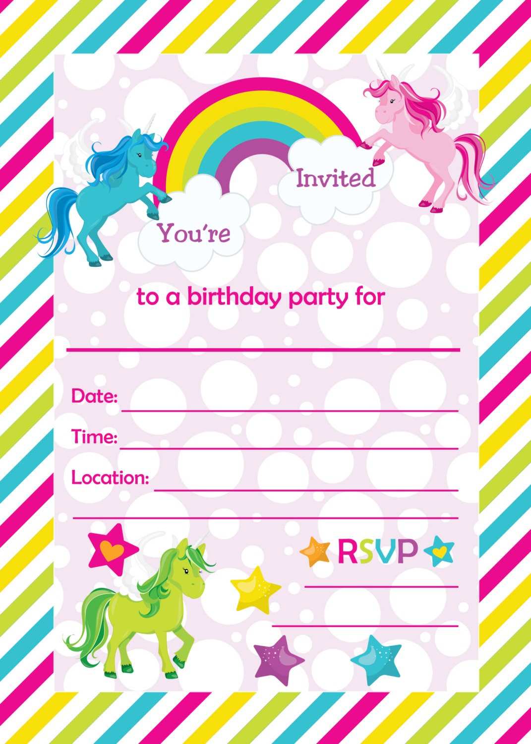 unicorn birthday invitation template