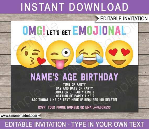 62 Printable Emoji Birthday Invitation Template Free Maker with Emoji Birthday Invitation Template Free