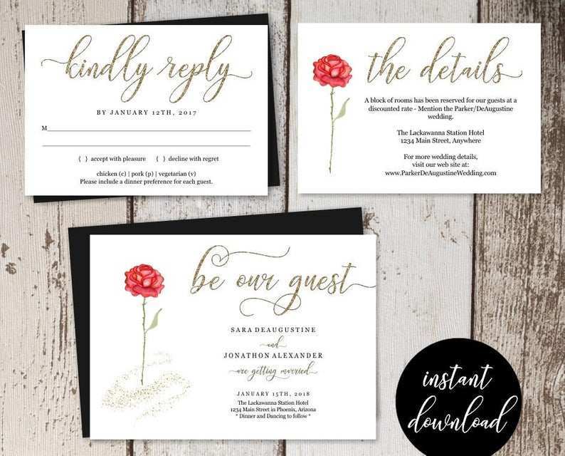 63 Customize Our Free Beauty And The Beast Wedding Invitation Template Formating with Beauty And The Beast Wedding Invitation Template