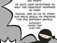Ninja Warrior Birthday Party Invitation Template Free