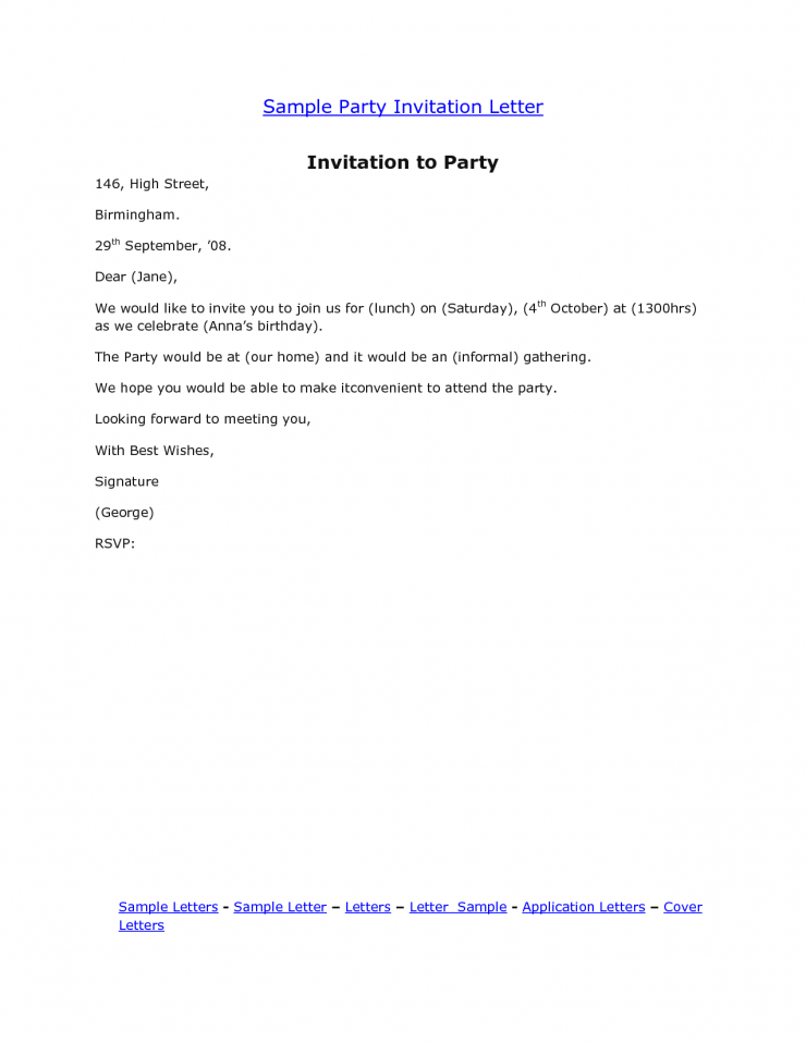 63 How To Create Party Invitation Letter Samples Templates by Party Invitation Letter Samples
