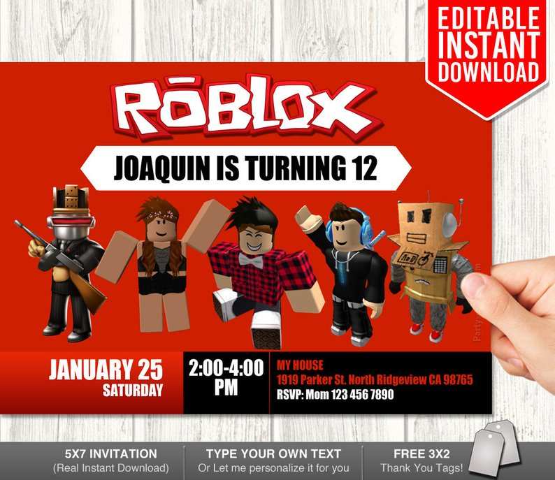 Roblox Party Invitation Template Cards Design Templates
