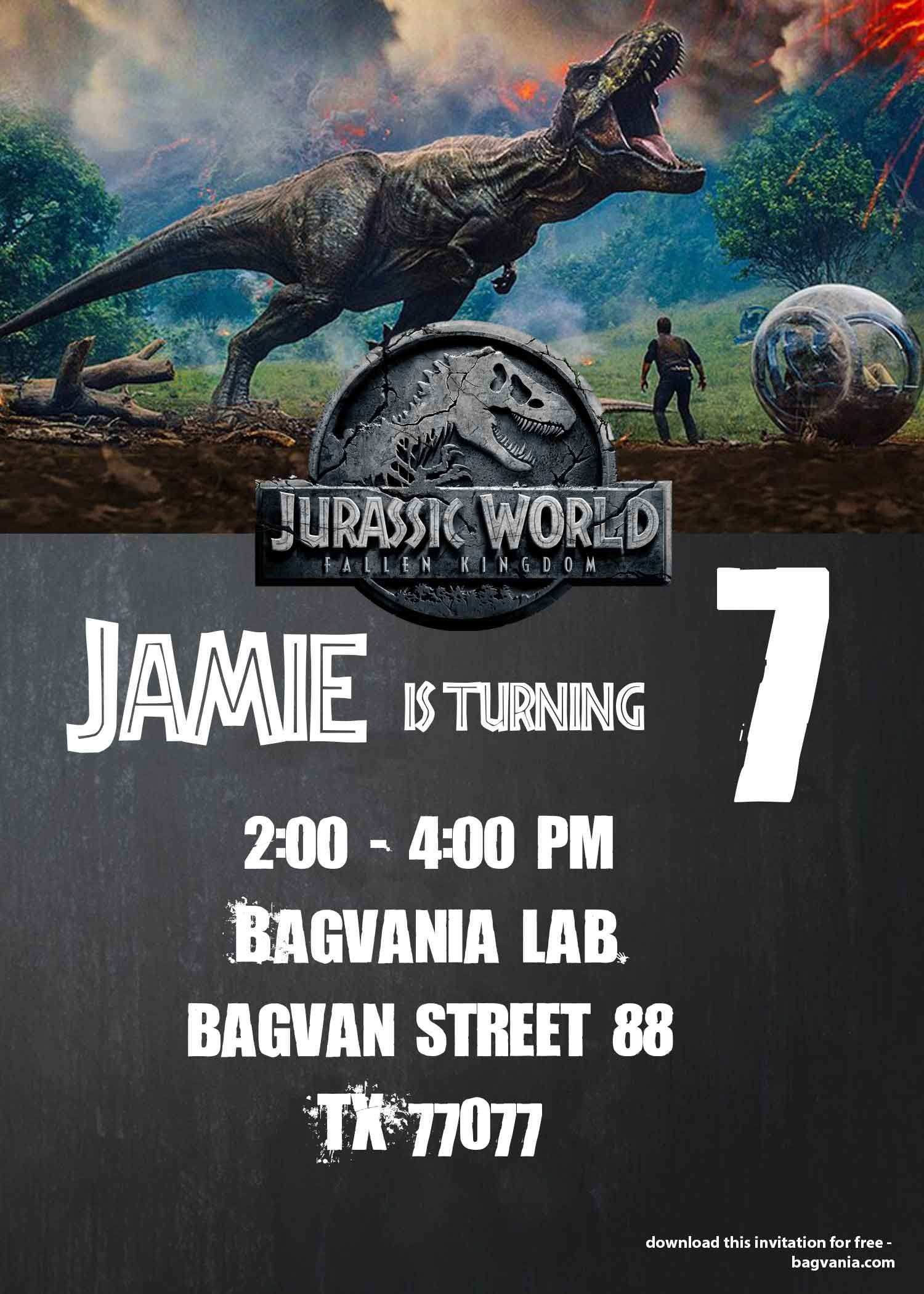 66 Free Printable Jurassic World Party Invitation Template for Ms Word ...