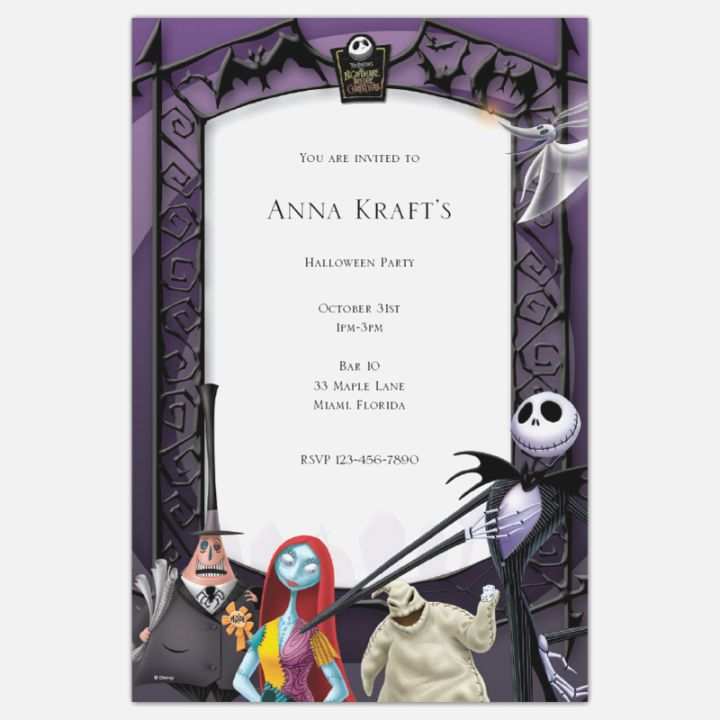 70 Creative Nightmare Before Christmas Birthday Invitation Template In Word With Nightmare Before Christmas Birthday Invitation Template Cards Design Templates