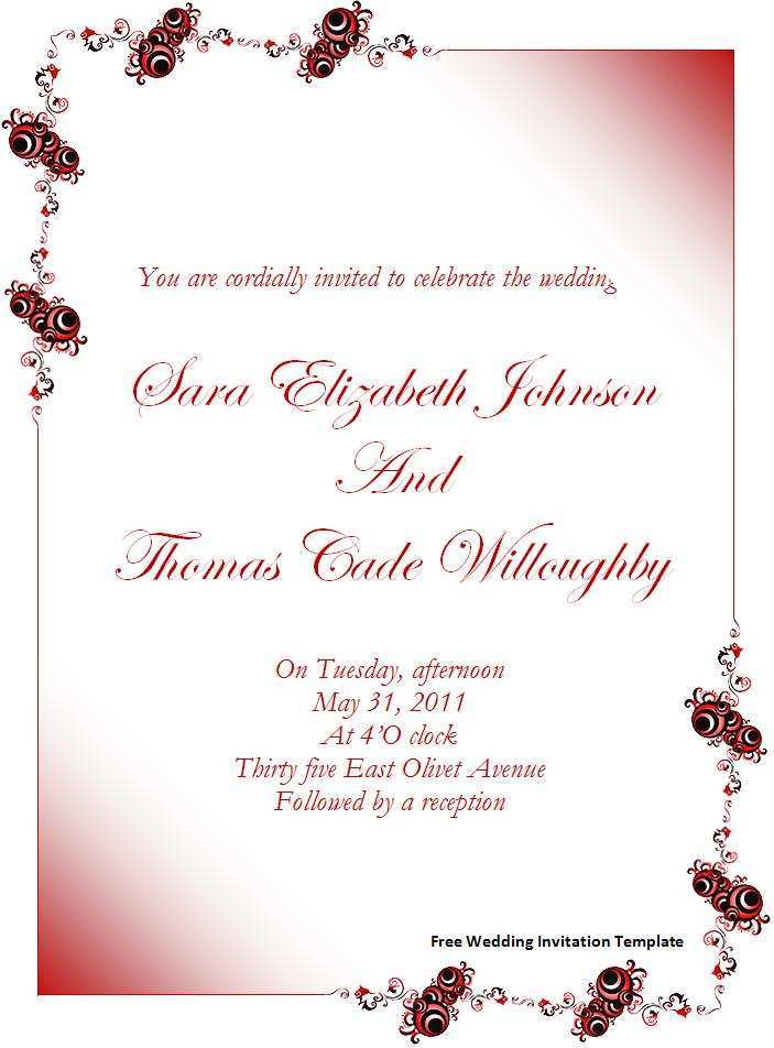 72 Free Printable Wedding Invitation Template In Word For Free with Wedding Invitation Template In Word