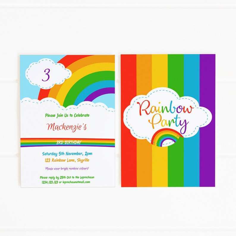 74 Best Rainbow Birthday Invitation Template in Photoshop by Rainbow Birthday Invitation Template