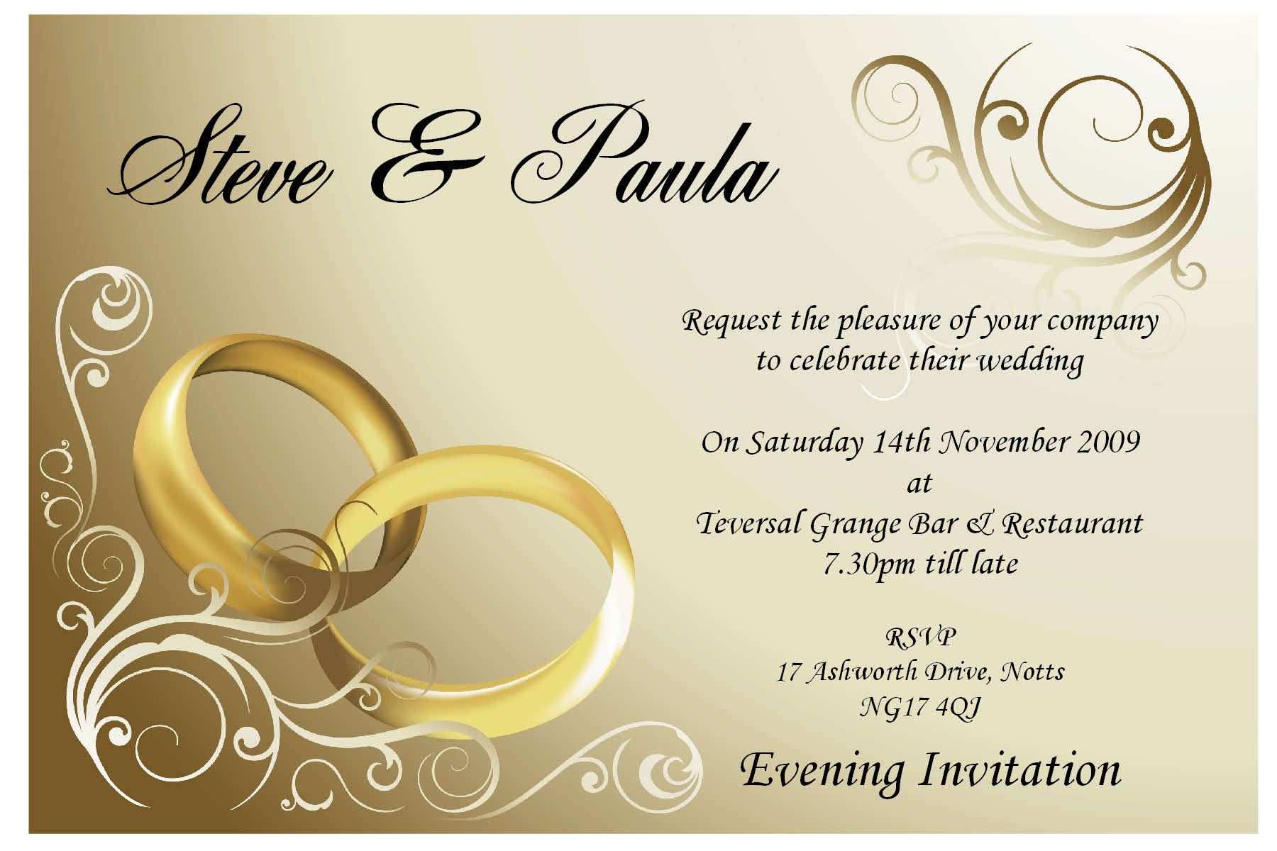 76 Free Printable Example Of A Wedding Invitation Card in Word with Example Of A Wedding Invitation Card