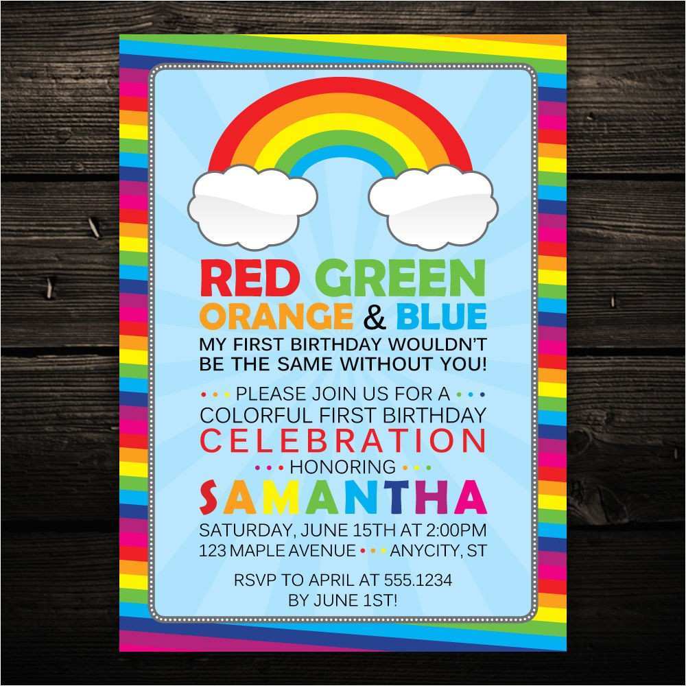 Rainbow Birthday Invitation Template - Cards Design Templates