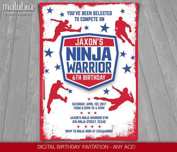 77 Creative Ninja Warrior Birthday Party Invitation Template Free Templates For Ninja Warrior Birthday Party Invitation Template Free Cards Design Templates